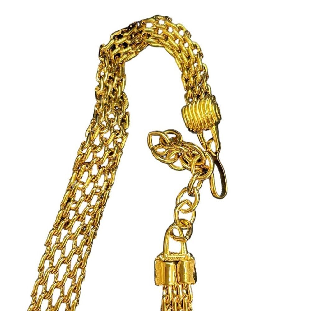 Signed Monet Gold Tone Graduated Mesh Chain Choker Necklace Vintage Collectible - Picture 4 of 6
